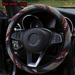 Bohemian Breathable Linen Car Steering Wheel Cover No Inner Ring