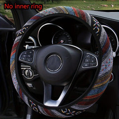Bohemian Breathable Linen Car Steering Wheel Cover No Inner Ring
