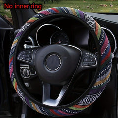 Bohemian Breathable Linen Car Steering Wheel Cover No Inner Ring