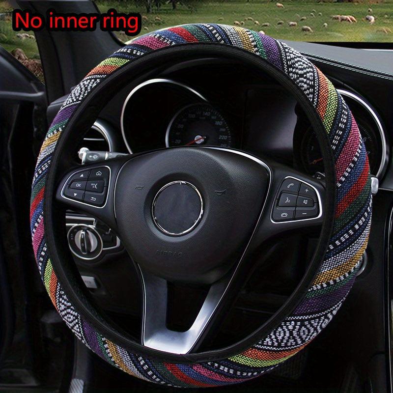 Bohemian Breathable Linen Car Steering Wheel Cover No Inner Ring