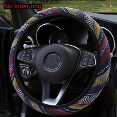 Bohemian Breathable Linen Car Steering Wheel Cover No Inner Ring