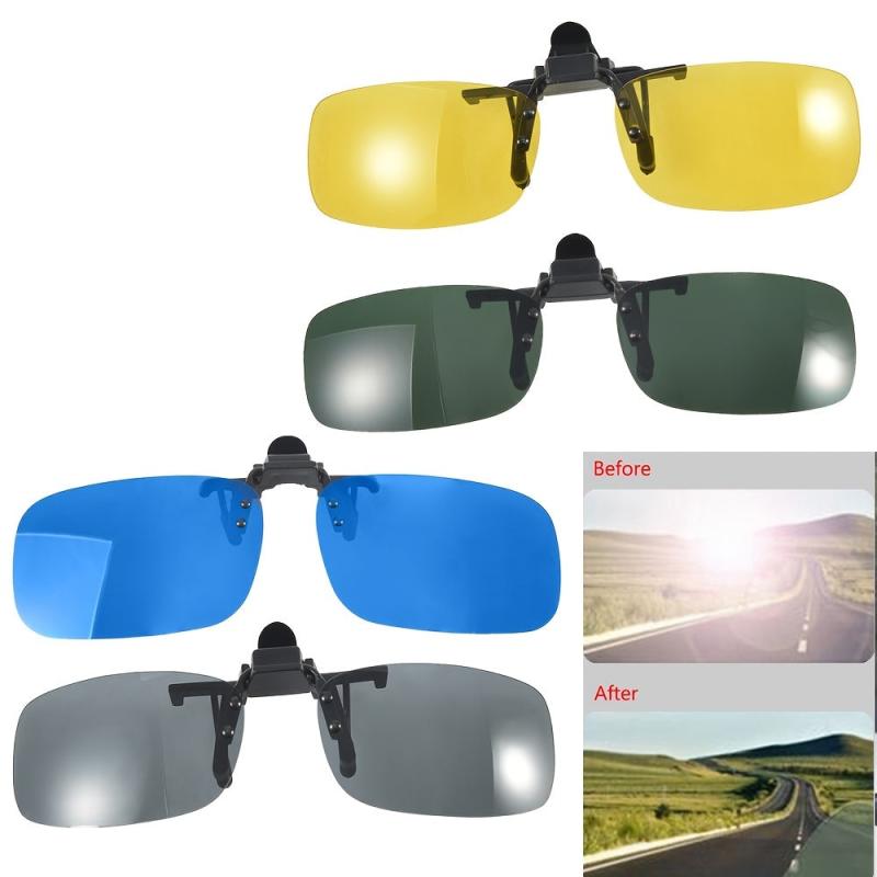 Car Driver Goggles Anti UV Polarized Sun Glasses Night Vision Clip On Sunglasses