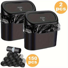Car Trash Can Bin With Lid And Trash Bags Small Car Garbage Can Leakproof
