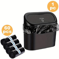 Car Trash Can Bin With Lid And Trash Bags Small Car Garbage Can Leakproof