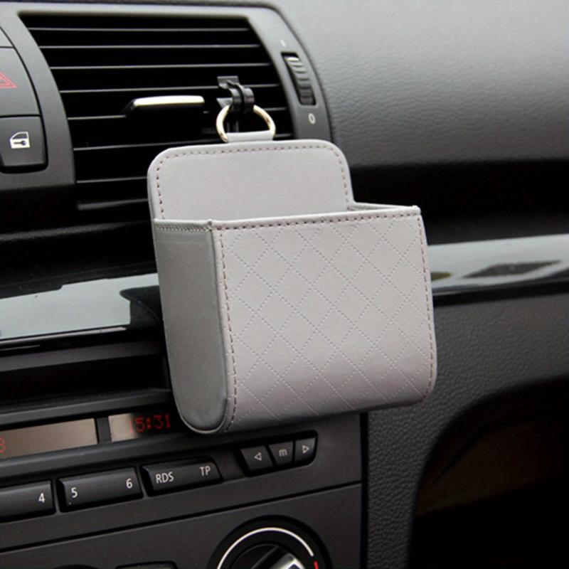 Car Vent Storage Bag Leather Organizer Air Vent Phone Holder