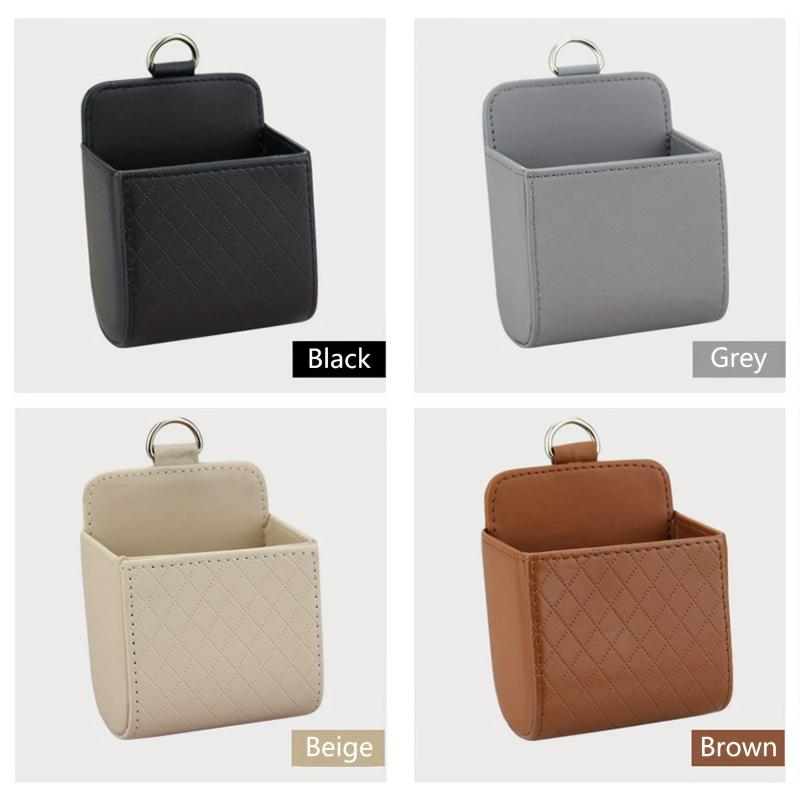Car Vent Storage Bag Leather Organizer Air Vent Phone Holder