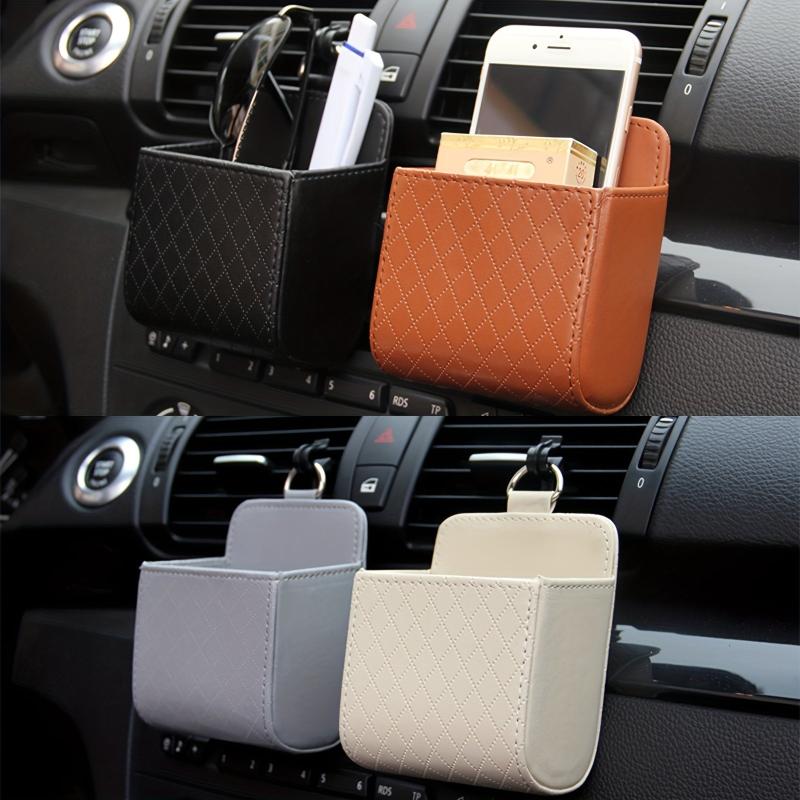 Car Vent Storage Bag Leather Organizer Air Vent Phone Holder