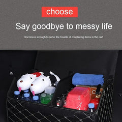 Leather Car Storage Box Trunk Organizer