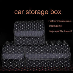 Leather Car Storage Box Trunk Organizer