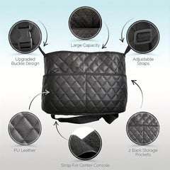 Leather Car Seat Back Organizer with 3 Pockets