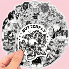 50pcs Gothic Skull Halloween Stickers Waterproof Sticker