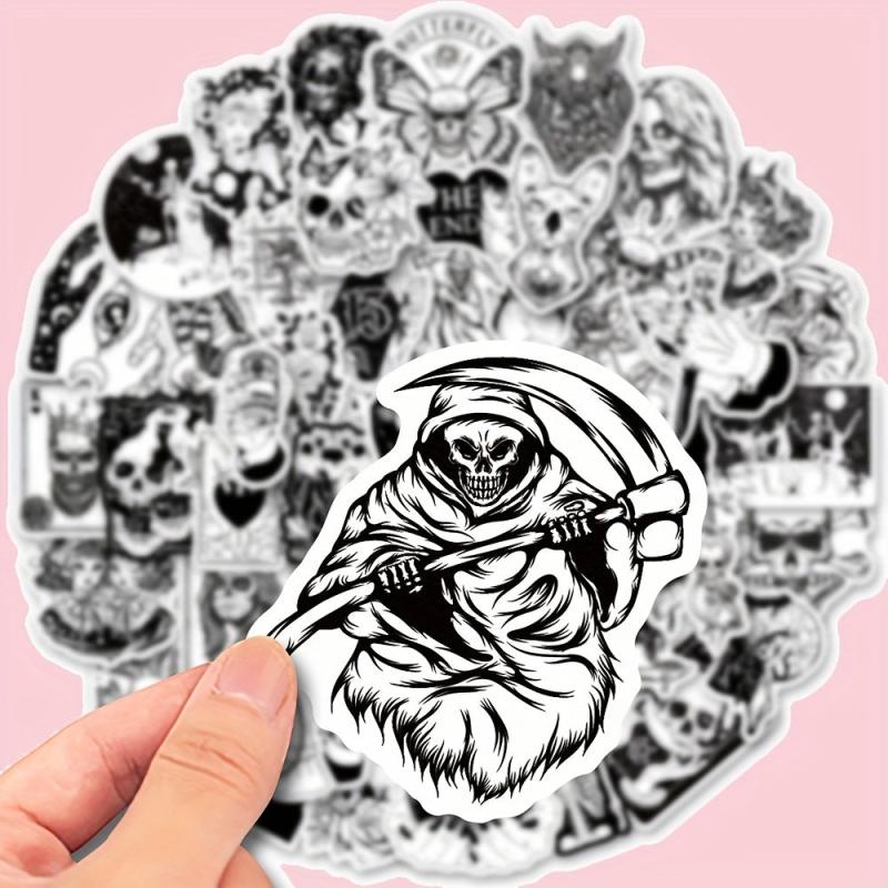50pcs Gothic Skull Halloween Stickers Waterproof Sticker