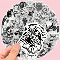 50pcs Gothic Skull Halloween Stickers Waterproof Sticker