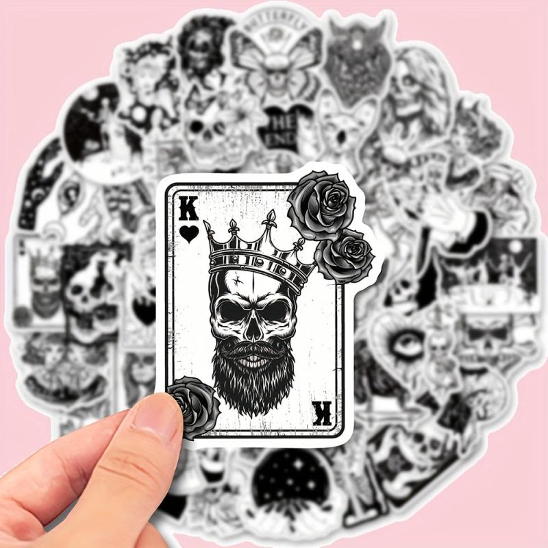 50pcs Gothic Skull Halloween Stickers Waterproof Sticker