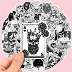 50pcs Gothic Skull Halloween Stickers Waterproof Sticker