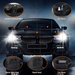Leak Proof Mini Car Trash Can with Lid & 2 Packs of 70 Garbage Bags