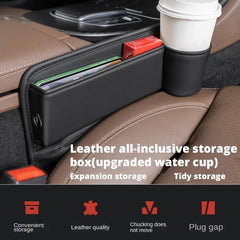 PU Leather Car Seat Gap Filler & Cup Holder