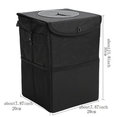 Car Trash Can With Lid Oxford Cloth Washable Foldable Hanging Waterproof