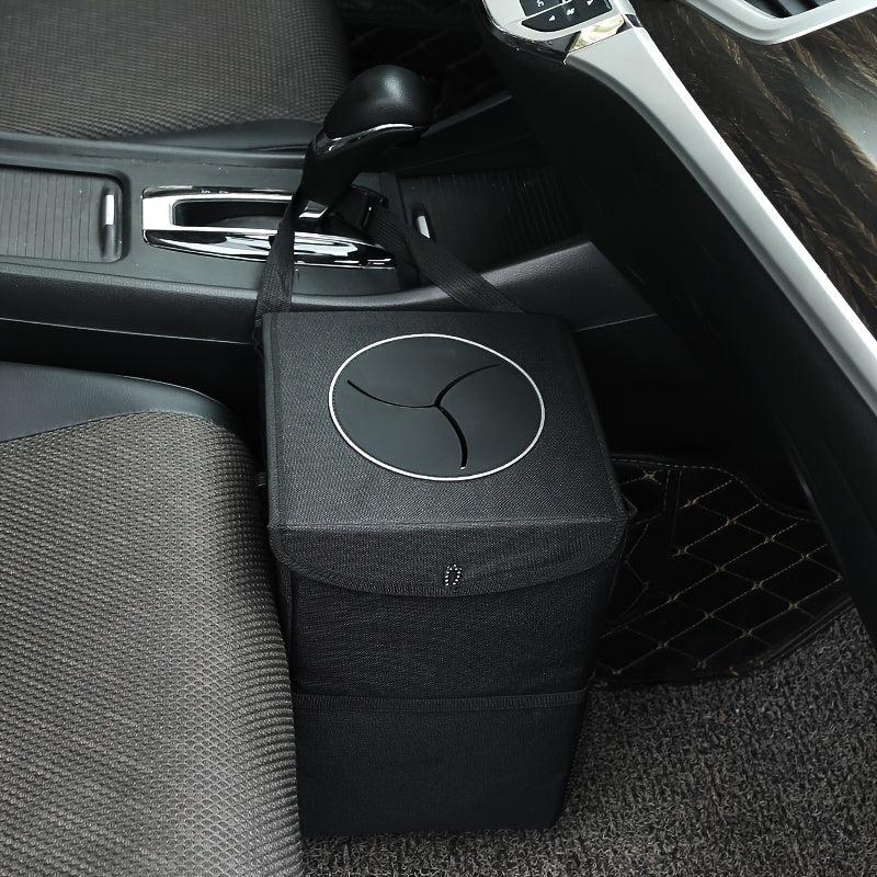 Car Trash Can With Lid Oxford Cloth Washable Foldable Hanging Waterproof