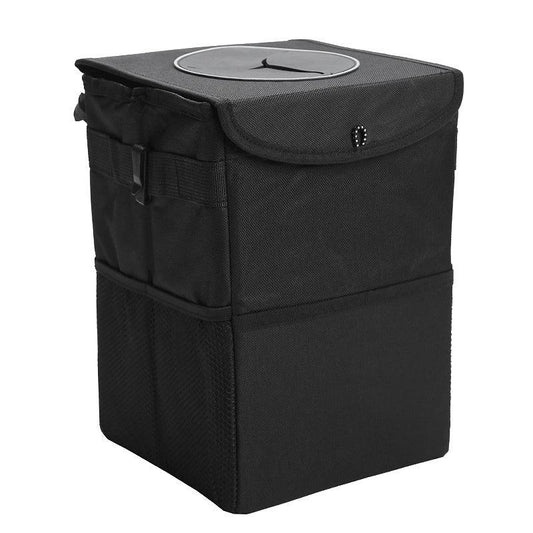 Car Trash Can With Lid Oxford Cloth Washable Foldable Hanging Waterproof