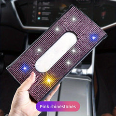 Car Rhinestone Tissue Box Holder Sun Visor Multicolor Paper Box