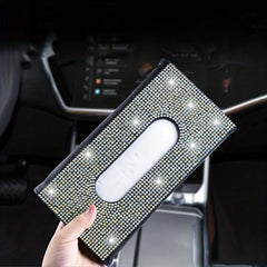 Car Rhinestone Tissue Box Holder Sun Visor Multicolor Paper Box