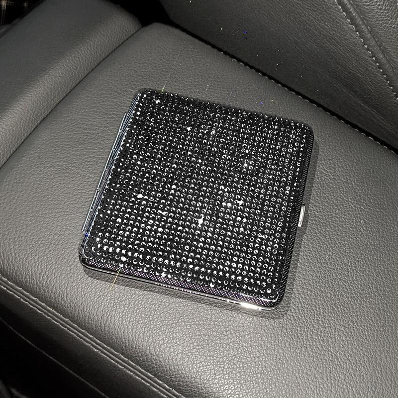 Rhinestone Ladies' Cigarette Case, Ultra-thin Stainless Steel