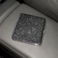 Rhinestone Ladies' Cigarette Case, Ultra-thin Stainless Steel