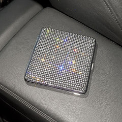 Rhinestone Ladies' Cigarette Case, Ultra-thin Stainless Steel