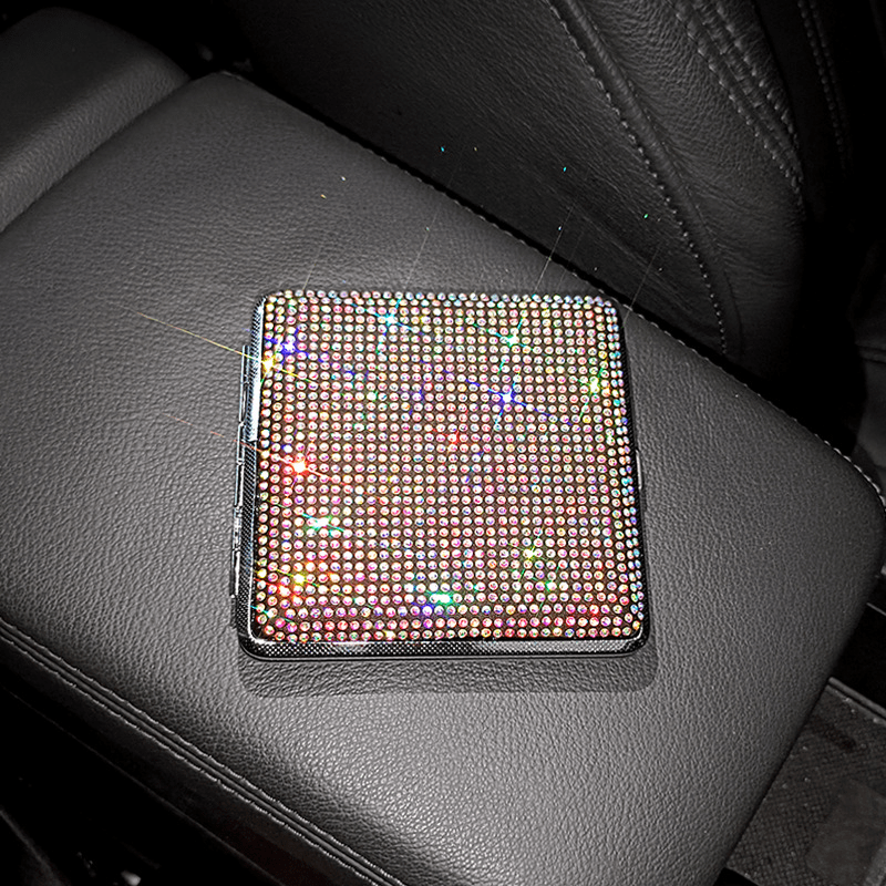 Rhinestone Ladies' Cigarette Case, Ultra-thin Stainless Steel