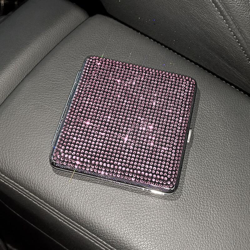 Rhinestone Ladies' Cigarette Case, Ultra-thin Stainless Steel
