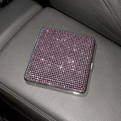 Rhinestone Ladies' Cigarette Case, Ultra-thin Stainless Steel