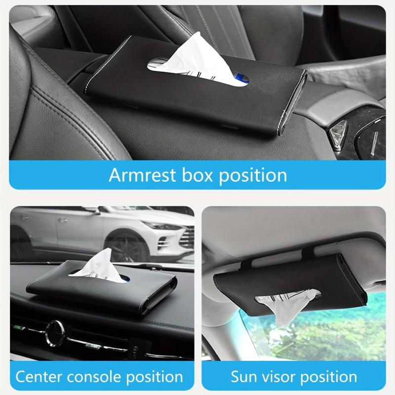 Car Visor Tissue Holder PU Leather Backseat Tissue Case