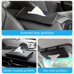 Car Visor Tissue Holder PU Leather Backseat Tissue Case