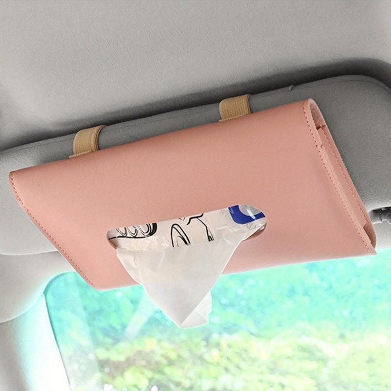 Car Visor Tissue Holder PU Leather Backseat Tissue Case
