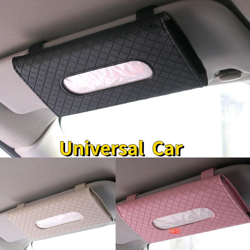 Car Tissue Storage Box Holder PU Leather Paper Container Organizer