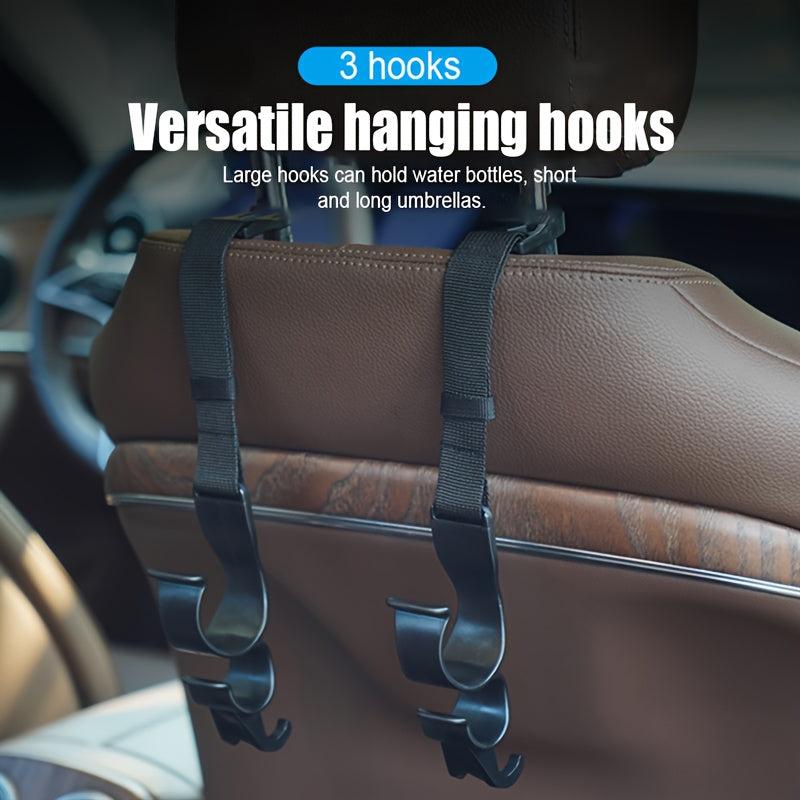 2pcs Car Seat Backrest Hooks Adjustable Back Seat Organizer Headrest Hanging Hoo