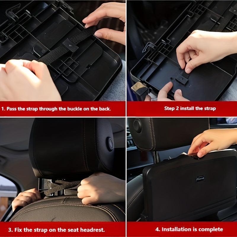 Car Headrest Seat Back Organizer Cup Holder Food Tray Universal