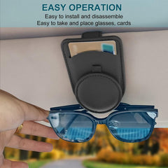 Leather Sunglasses Holder Sun Visor Clips Magnetic Car Eyeglass Hanger