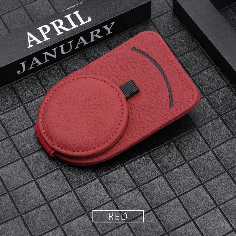 Leather Sunglasses Holder Sun Visor Clips Magnetic Car Eyeglass Hanger