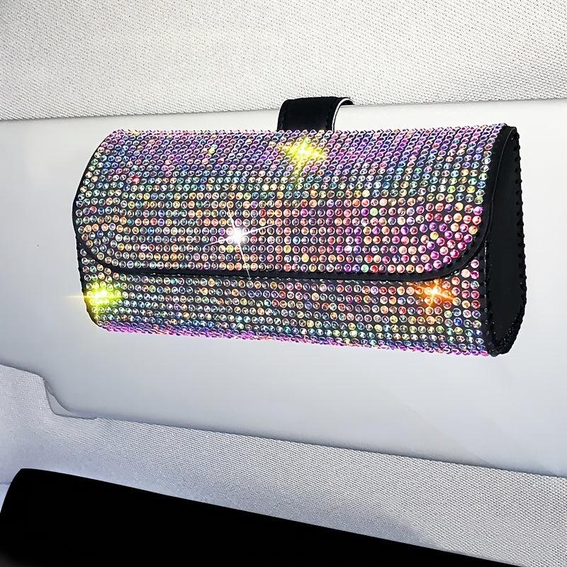 Rhinestone Sunglasses Case Car Visor Organizer