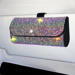 Rhinestone Sunglasses Case Car Visor Organizer