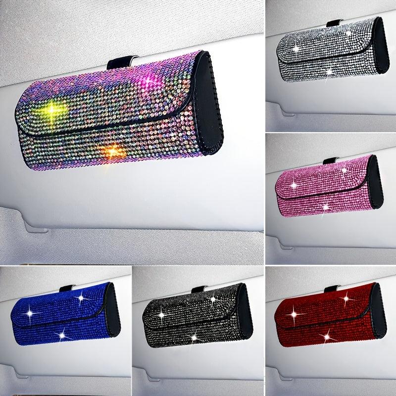 Rhinestone Sunglasses Case Car Visor Organizer