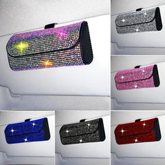 Rhinestone Sunglasses Case Car Visor Organizer