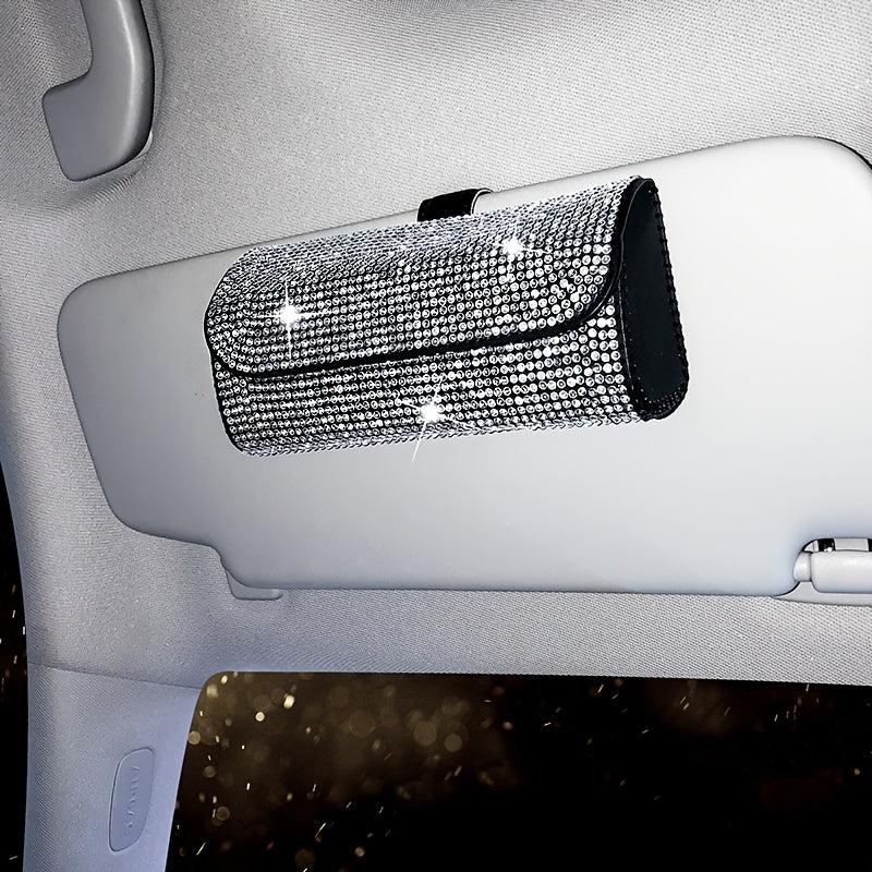 Rhinestone Sunglasses Case Car Visor Organizer