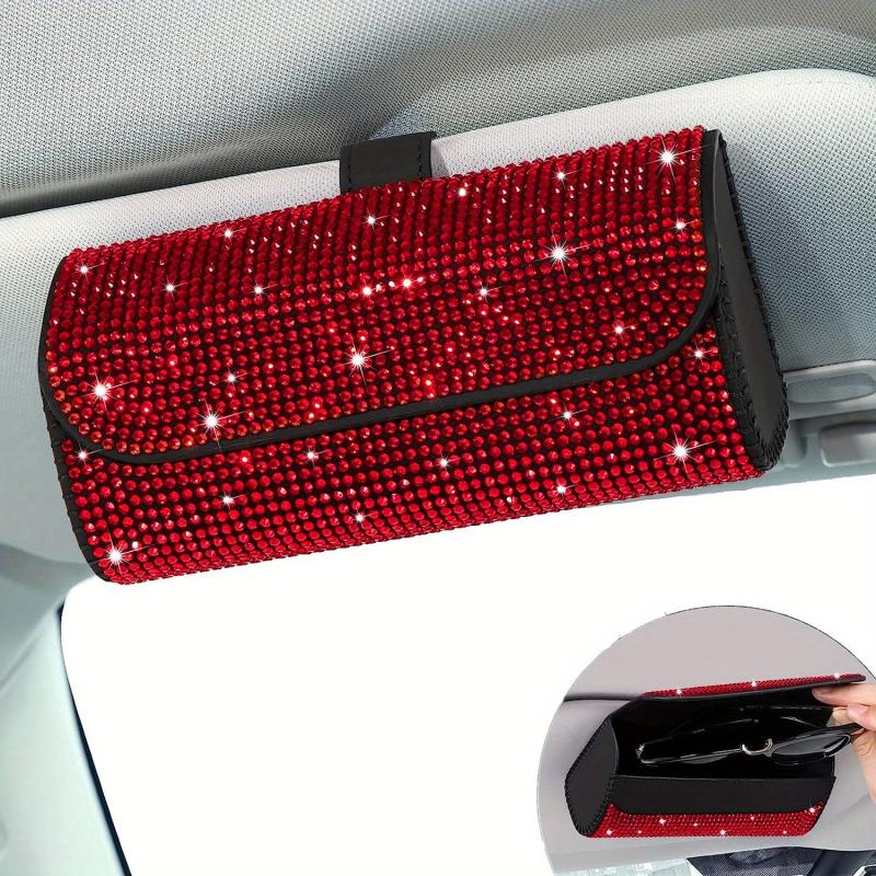 Rhinestone Sunglasses Case Car Visor Organizer