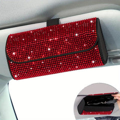 Rhinestone Sunglasses Case Car Visor Organizer
