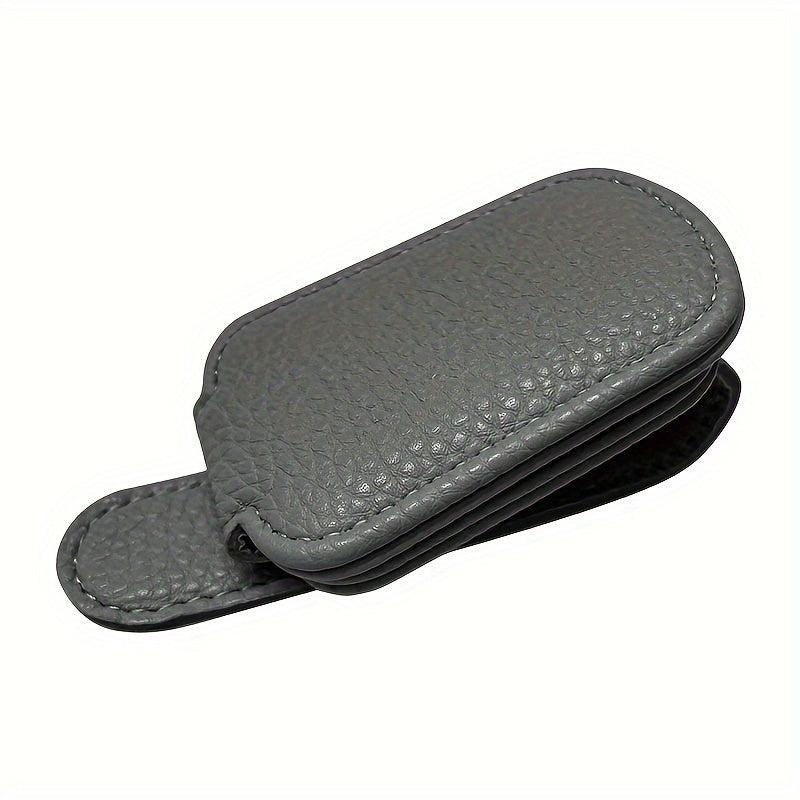 Car Visor Magnetic Leather Eyeglasses Holder