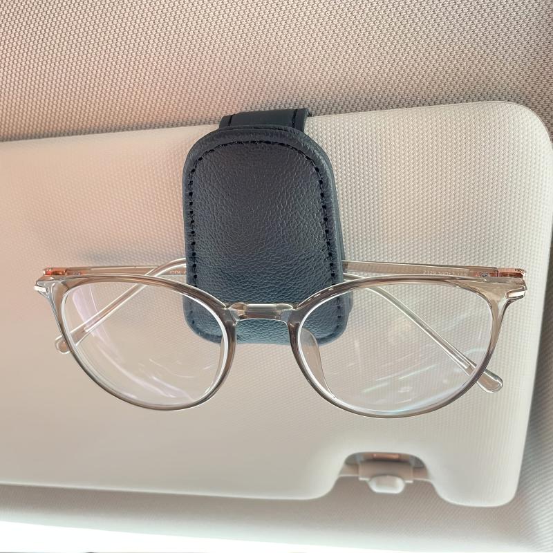 Car Visor Magnetic Leather Eyeglasses Holder