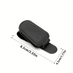 Car Visor Magnetic Leather Eyeglasses Holder